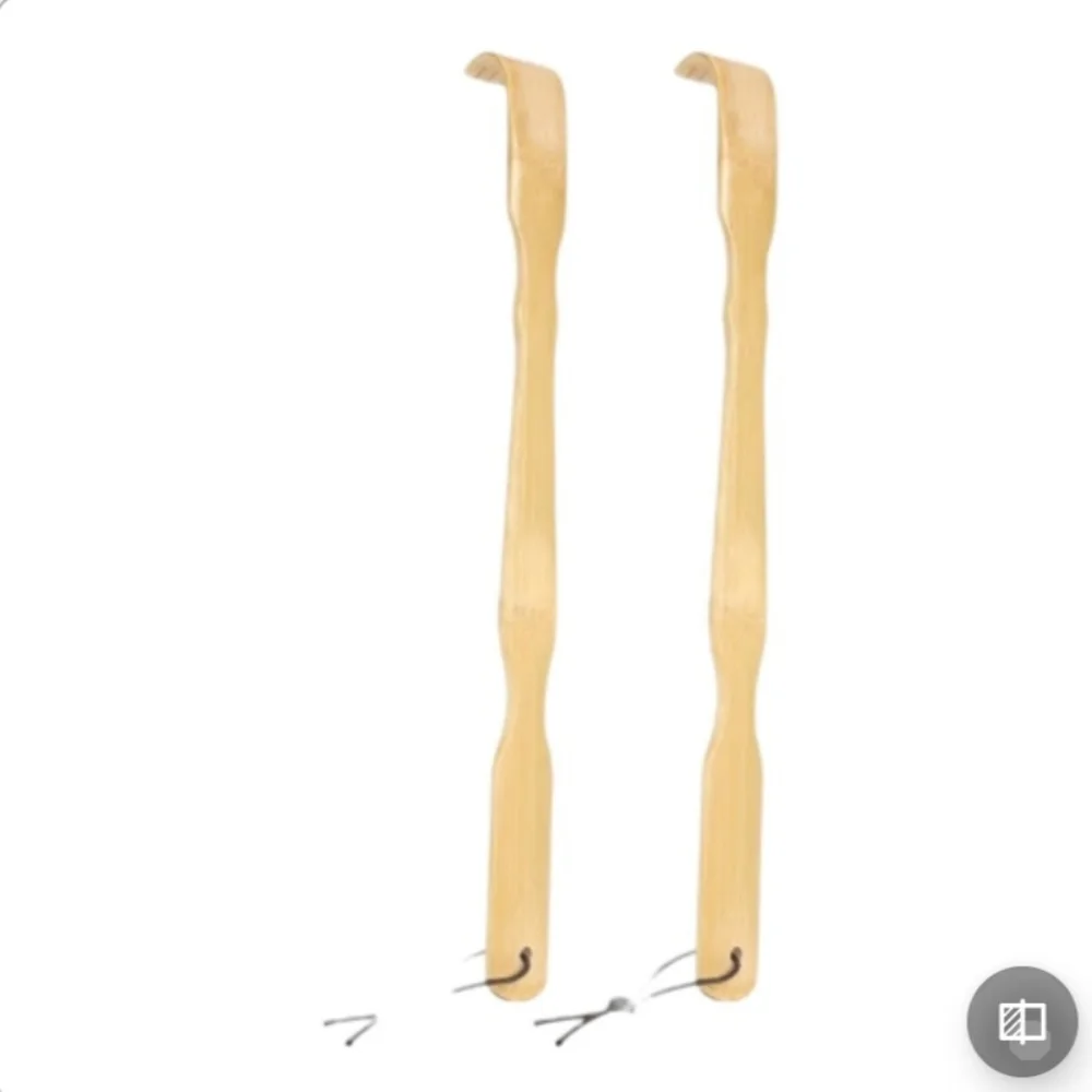 NWOT 2 Pack Wooden Bamboo Curved Back Scratcher Long Handle Itch Relief - Picture 1 of 6